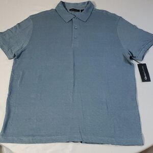 Christian Lacroix NWT 100% Linen Knit Lightweight Men's Blue Polo Shirt Sz Lg/XL